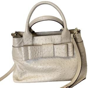 Kate Spade Charm City PROVENCE Ostrich Bow Crossbody Purse Cream Shoulder bag